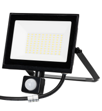 Faro led 50W con sensore, nero 4500 lumen luce naturale 4000K IP65 L180xW185xH52mm Serie 07 sens crepuscolare e movimento