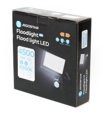 Faro led 50W con sensore, nero 4500 lumen luce fredda 6500K IP65 L180xW185xH52mm Serie 07 sens crepuscolare e movimento