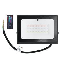 Faro led 30W nero RGB con telecomando, multicolore RGB, ultrasottile IP65 Dimensioni: L180xW118xH27mm Serie 07