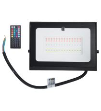 Faro led 50W nero RGB con telecomando, multicolore RGB, ultrasottile IP65 Dimensioni: L180xW118xH27mm Serie 07