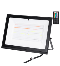 Faro led 100W nero RGB con telecomando, multicolore RGB, ultrasottile IP65 Dimensioni: L315xW216xH28mm Serie 07