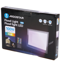 Faro led 100W nero RGB con telecomando, multicolore RGB, ultrasottile IP65 Dimensioni: L315xW216xH28mm Serie 07