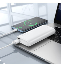 Power bank Hoco J158A bianco 10000mAh 2 porte usb-A - led di avviso livello carica, batteria esterna con ricarica veloce