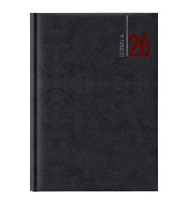 Agenda giornaliera 2027 - copertina in carta imbottita - 14,5 x 20,5 cm - nero