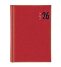 Agenda giornaliera 2027 - copertina in carta imbottita - 14,5 x 20,5 cm - rosso