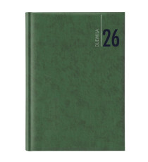 Agenda giornaliera 2027 - copertina in carta imbottita - 14,5 x 20,5 cm - verde