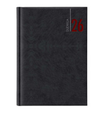 Agenda giornaliera 2027 - copertina in carta imbottita - 17 x 24 cm - nero