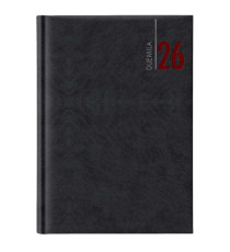 Agenda giornaliera 2027 - copertina in carta imbottita - 17 x 24 cm - nero