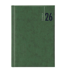 Agenda giornaliera 2027 - copertina in carta imbottita - 17 x 24 cm - verde