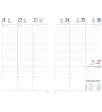 Agenda settimanale 2027 - copertina in carta imbottita - 17 x 24 cm - rosso