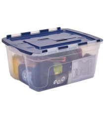 Contenitore multiuso Bankers Box - 43 x 59 x 28 cm - 45 L - PP - con coperchio a cerniera blu - trasparente - Fellowes