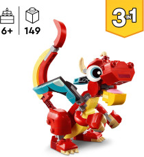 Lego Creator 3in1 - Drago rosso - Lego 31145 crea un drago o una fenice o un pesce 149pz Anni 6+