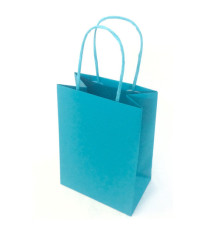Shopper Twisted - maniglie cordino - 14  x 9 x 21 cm - carta kraft - azzurro - Mainetti Bags - conf. 25 pezzi