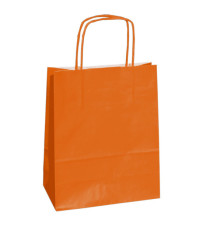 Shopper Twisted - maniglie cordino - 14 x 9 x 20 cm - carta kraft - arancio - Mainetti Bags - conf. 25 pezzi