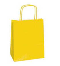 Shopper Twisted - maniglie cordino - 14 x 9 x 20 cm - carta kraft - giallo - Mainetti Bags - conf. 25 pezzi