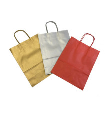 Shopper Twisted - maniglie cordino - 22 x 10 x 29 cm - carta kraft - mix Natale - Mainetti Bags - conf. 25 pezzi