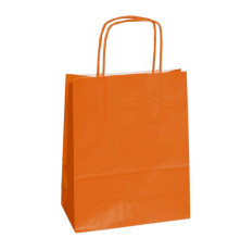 Shopper Twisted - maniglie cordino - 26 x 11 x 35 cm - carta kraft - arancio - Mainetti Bags - conf. 25 pezzi