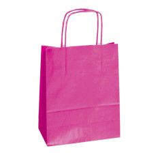 Shopper Twisted - maniglie cordino - 26 x 11 x 35 cm - carta kraft - magenta - Mainetti Bags - conf. 25 pezzi