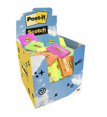 Blocchetto adesivo - 76 x 76 mm - 100 fg - colori assortiti - Post-it® - expo 60 pezzi