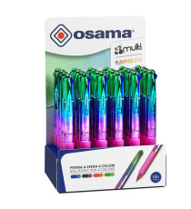 Penna a sfera scatto 4 Color - colori Rainbow assortiti - Osama - expo 24 pezzi