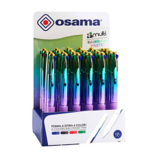 Penna a sfera scatto 4 Color - colori Rainbow pastel assortiti - Osama - expo 24 pezzi