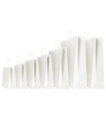 Shopper - maniglie cordino - 14 x 9 x 21 cm - carta kraft - bianco - Mainetti Bags - conf. 25 pezzi
