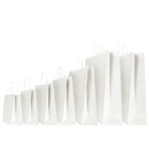 Shopper - maniglie cordino - 14 x 9 x 21 cm - carta kraft - bianco - Mainetti Bags - conf. 25 pezzi