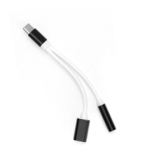 Adattatore HF/Audio USB Type-C a Jack 3,5mm Nero – HF + ricarica, Audio e ricarica simultanei, connettore AUX 3,5 mm