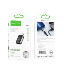 Adattatore USB Type-C Femmina a Lightning 8 Pin Hoco UA17 nero, Supporta ricarica e sincronizzazione dati