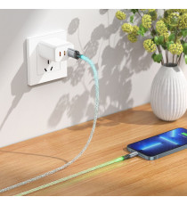 Cavo di ricarica da USB-A a Lightning Hoco U112 ricarica fast 2.4A 1mt con Illuminazione LED Gradient Colorful