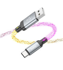 Cavo di ricarica da USB-A a USB Type-C Hoco U112 ricarica fast 3A 1mt con Illuminazione LED Gradient Colorful trasferimento dati