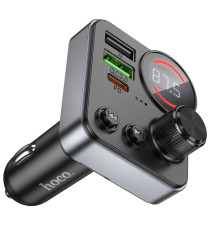 Trasmettitore Bluetooth Auto Hoco E86 48W PD QC3.0 con USB-C e 2 USB Nero, FM Bluetooth con ricarica rapida, supporto USB/TF