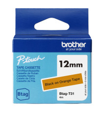 Brother - Nastro adesivo - Nero/Arancione - 12mm x 4mt - BTAGT31