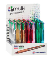 Penna a sfera scatto 4 Color - fusto cromato - Osama - expo 42 pezzi