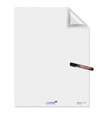 Fogli elettrostatici Magic Chart - 60 x 80 cm - quadretti 2,5 cm - Legamaster - rotolo da 25 pezzi