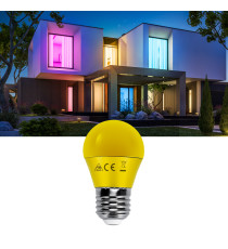 Lamapadina led gialla A5 G45 4W attacco E27 misura D45H78mm Equivalenza lampada incandescente: 30W
