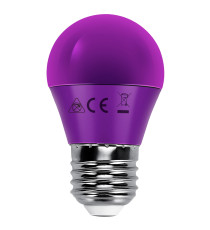 Lampadina led viola G45 4W attacco E27 misura D45H78mm Equivalenza lampada incandescente: 30W protezione IP20