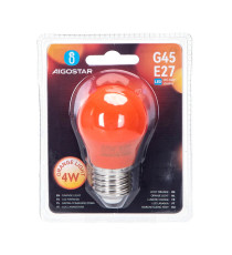 Lampadina led arancione G45 4W attacco E27 misura D45H78mm Equivalenza lampada incandescente: 30W protezione IP20