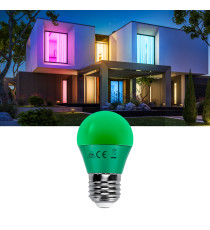 Lampadinea led verde G45 4W attacco E27 misura D45H78mm Equivalenza lampada incandescente: 30W protezione IP20
