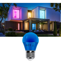 Lampadine led blu A5 G45 4W attacco E27 misura D45H78mm Equivalenza lampada incandescente: 30W protezione IP20