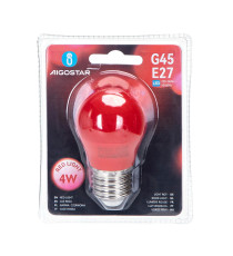 Lampadina led rossa G45 4W attacco E27 misura D45H78mm Equivalenza lampada incandescente: 30W protezione IP20