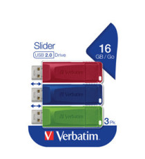 Verbatim - USB Pen Drive 3.0 Store’N’Click 3X16GB R/B/Y - conf. 3 pezzi - 49306