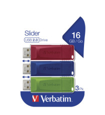 Verbatim - USB Pen Drive 3.0 Store’N’Click 3X16GB R/B/Y - conf. 3 pezzi - 49306