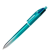 Penna sfera a scatto multifunzione 4 Colours Smooth - 1.0 mm - fusto verde acqua - Bic - conf. 12 pezzi