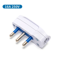Spina piatta volante 16A 250V 2P+T bianca tipo italiana materiale ad alta resistenza ignifuga, contatti in rame nichelato
