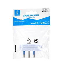 Spina piatta volante 16A 250V 2P+T bianca tipo italiana materiale ad alta resistenza ignifuga, contatti in rame nichelato