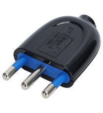 Spina dritta volante16A 250V 2P+T nera tipo italiana materiale ignifugo di alta qualità, contatti in rame nichelato