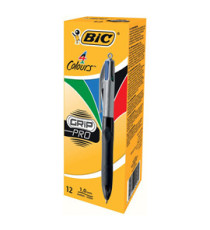 Penna a sfera scatto multifunzione 4 Colours Grip Pro - punta 1,0mm - nero, blu, rosso, verde  - Bic