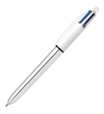 Penna a sfera scatto multifunzione 4 Colours Shine - punta 1,0 mm - fusto silver - Bic - conf. 12 pezzi