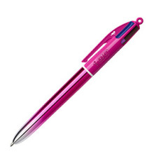 Penna a sfera scatto multifunzione 4 Colours Smooth - punta 1,0 mm - fusto rosa - Bic - conf. 12 pezzi